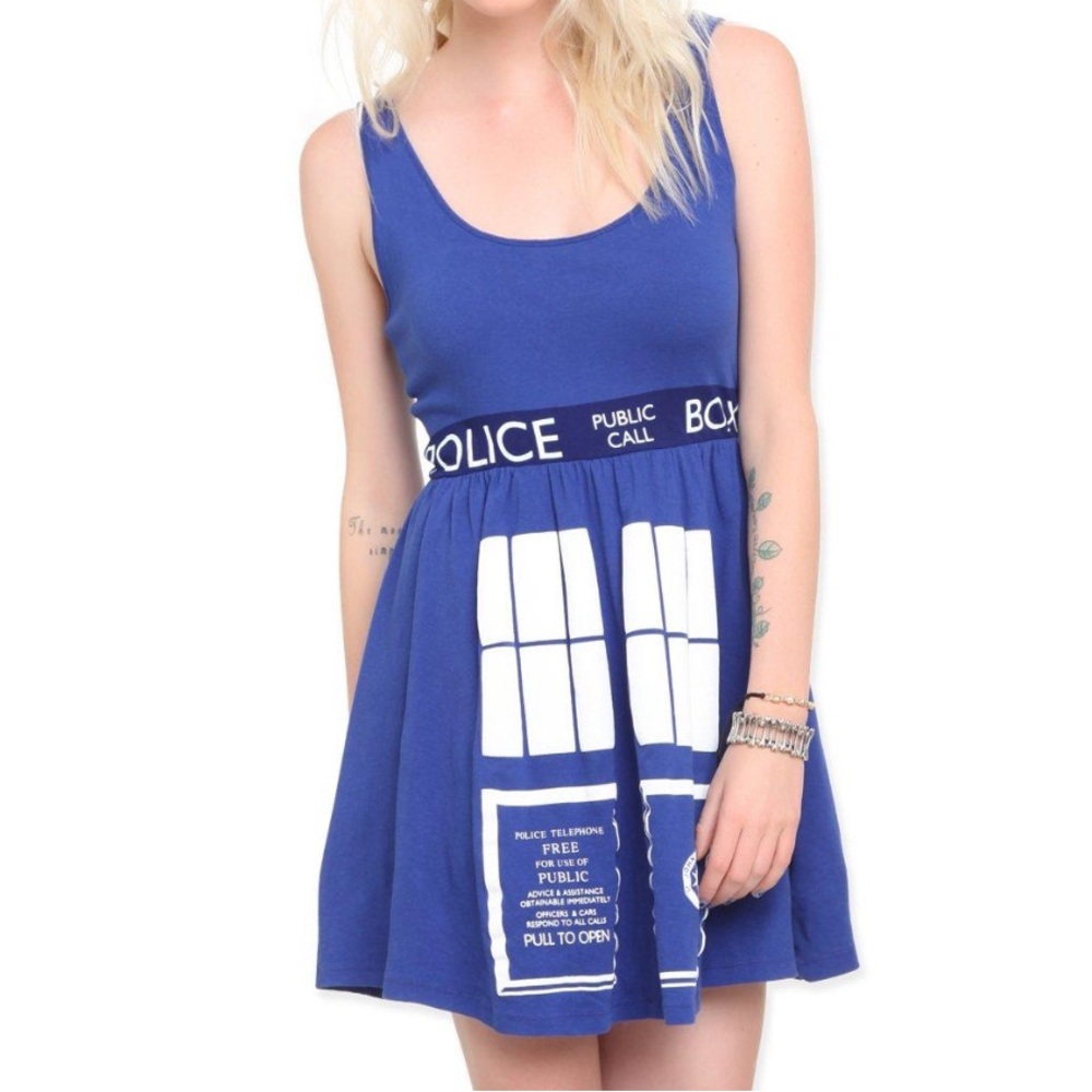 Dr. Who Blue Call Box Graphic Halloween Costume Dress